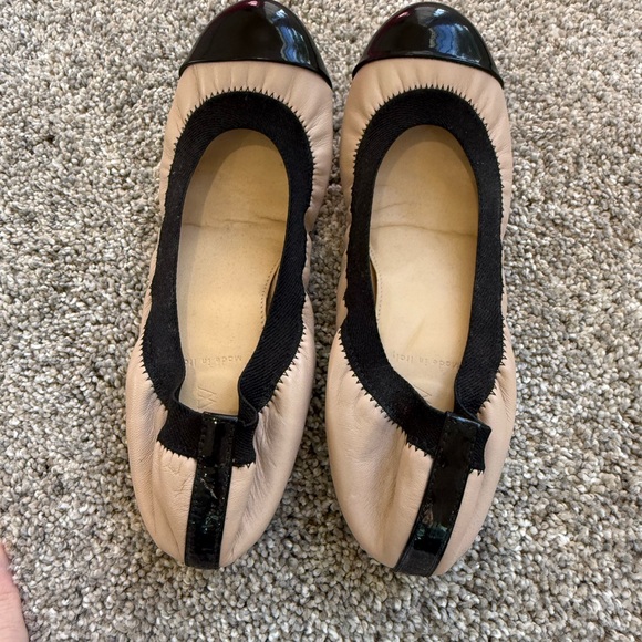 J.Crew Made in Italy Black Cap Toe Ballet Flats Size 5.5 Leather - Picture 3 of 6